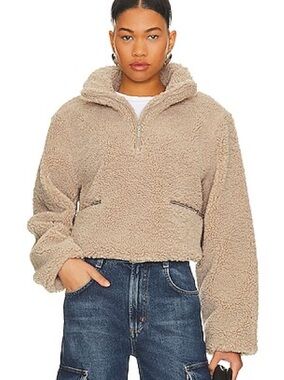 $310 msrp ENA PELLY Layla Taupe Sherpa Half-Zip Pullover size 4 revolve apres